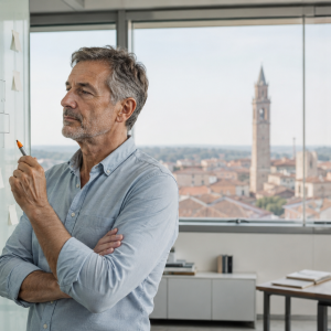 Un responsabile analizza la mappa di un processo aziendale durante il corso Process Management di AmniOs